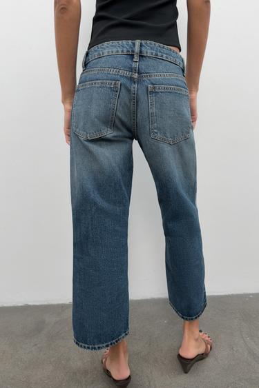 TRF LOW-RISE WIDE-LEG CROPPED JEANS - Blue by Zara - Image 2