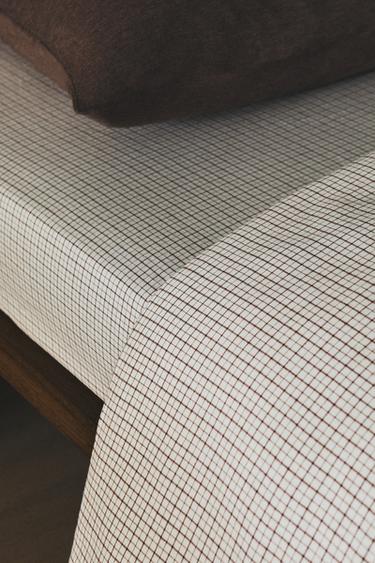 CHECK FLANNEL FITTED SHEET - Ecru by Zara - Image 4