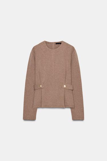 FELPA SAIA BOTTONI - Marrone chiaro di Zara