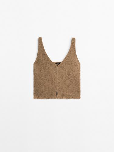 Zara Textured strappy top - Light khaki - Image 0