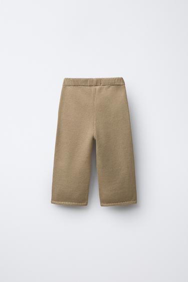 HEART EMBROIDERED KNITTED CULOTTES - Light khaki by Zara - Image 1