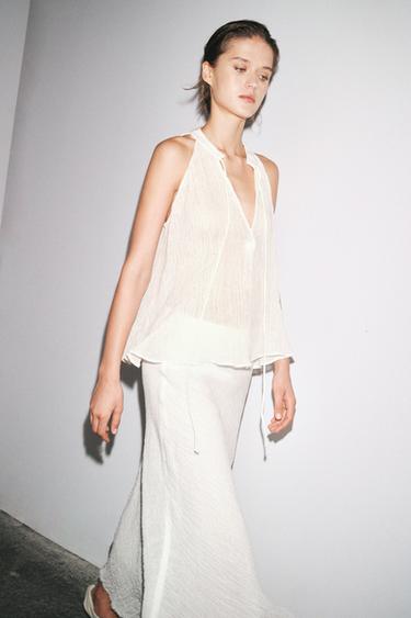 ZW COLLECTION 100% LINEN MIDI SKIRT - Ecru by Zara - Image 3