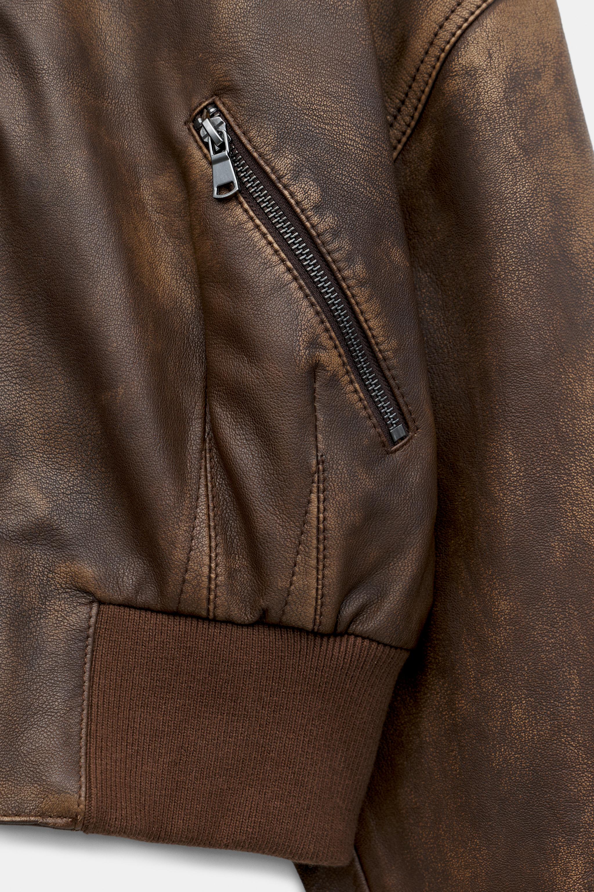 ZW COLLECTION 100% LEATHER CROPPED JACKET