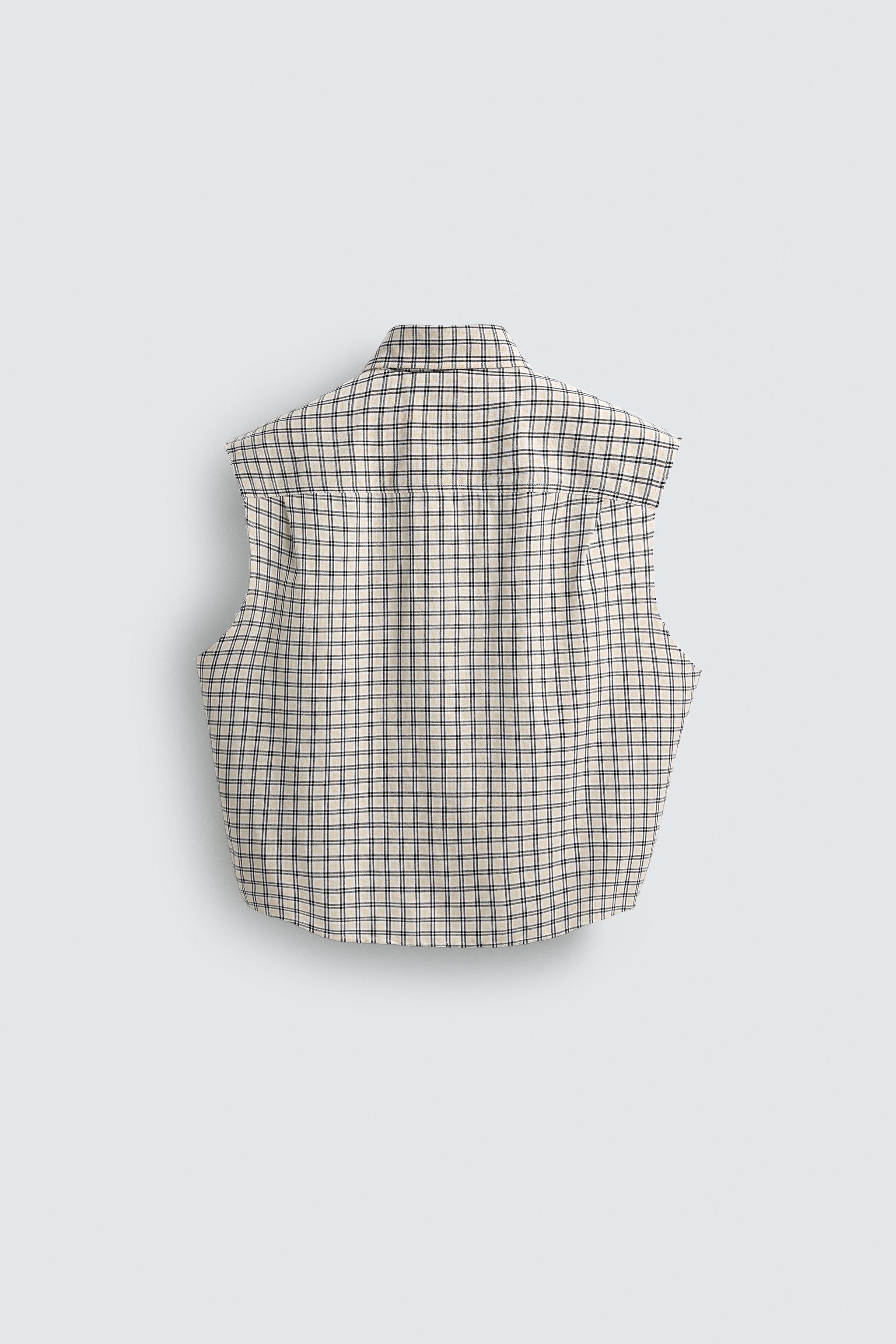BOXY FIT PLAID TANK SHIRT