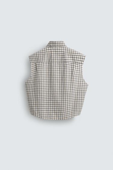 CHEMISE DÉBARDEUR BOXY FIT À CARREAUX - Beige de Zara - Image 7