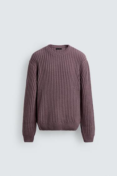 JERSEY ESTRUCTURA CALADOS - Malva oscuro de Zara - Imagen 0