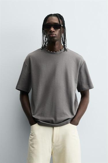 CAMISETA RELAXED FIT - Gris claro de Zara