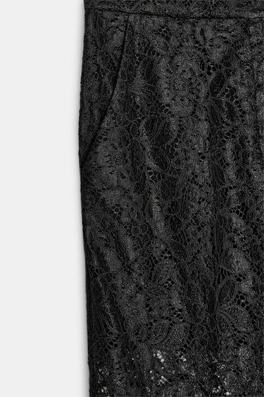 PANTALON DROIT DENTELLE - Noir de Zara - Image 7