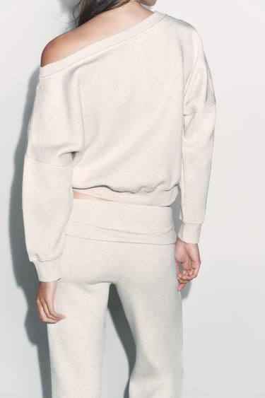 ASYMMETRIC PLUSH SWEATSHIRT - Beige marl by Zara - Image 2