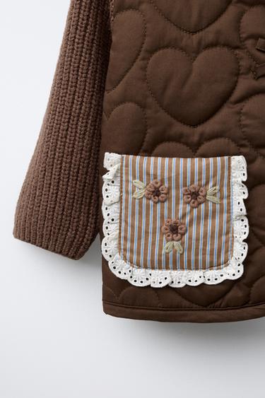 COMBINED KNIT QUILTED JACKET - Chocolate by Zara - Image 3