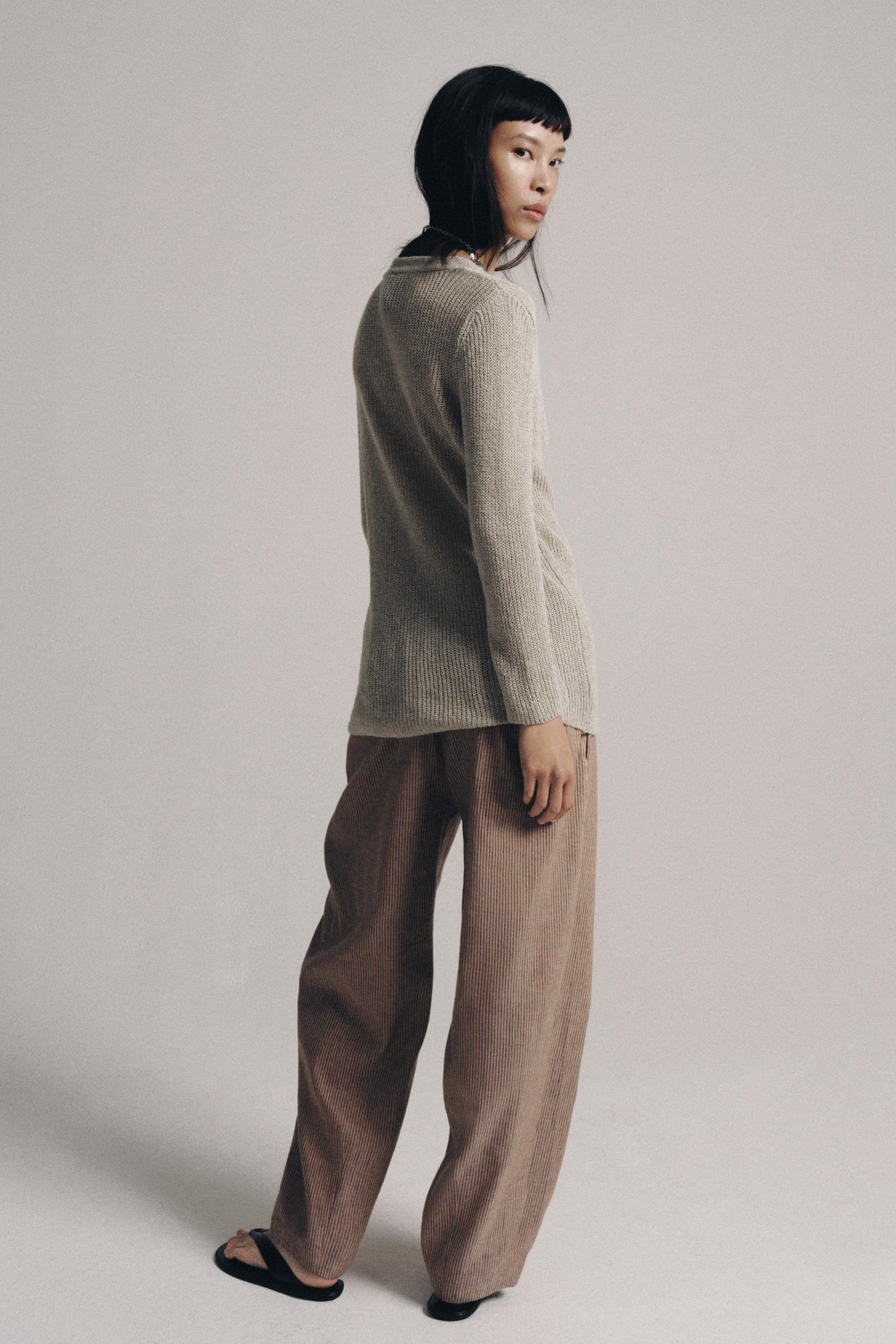 Zara KETENLİ PENSLİ PANTOLON ZW COLLECTION görsel 3