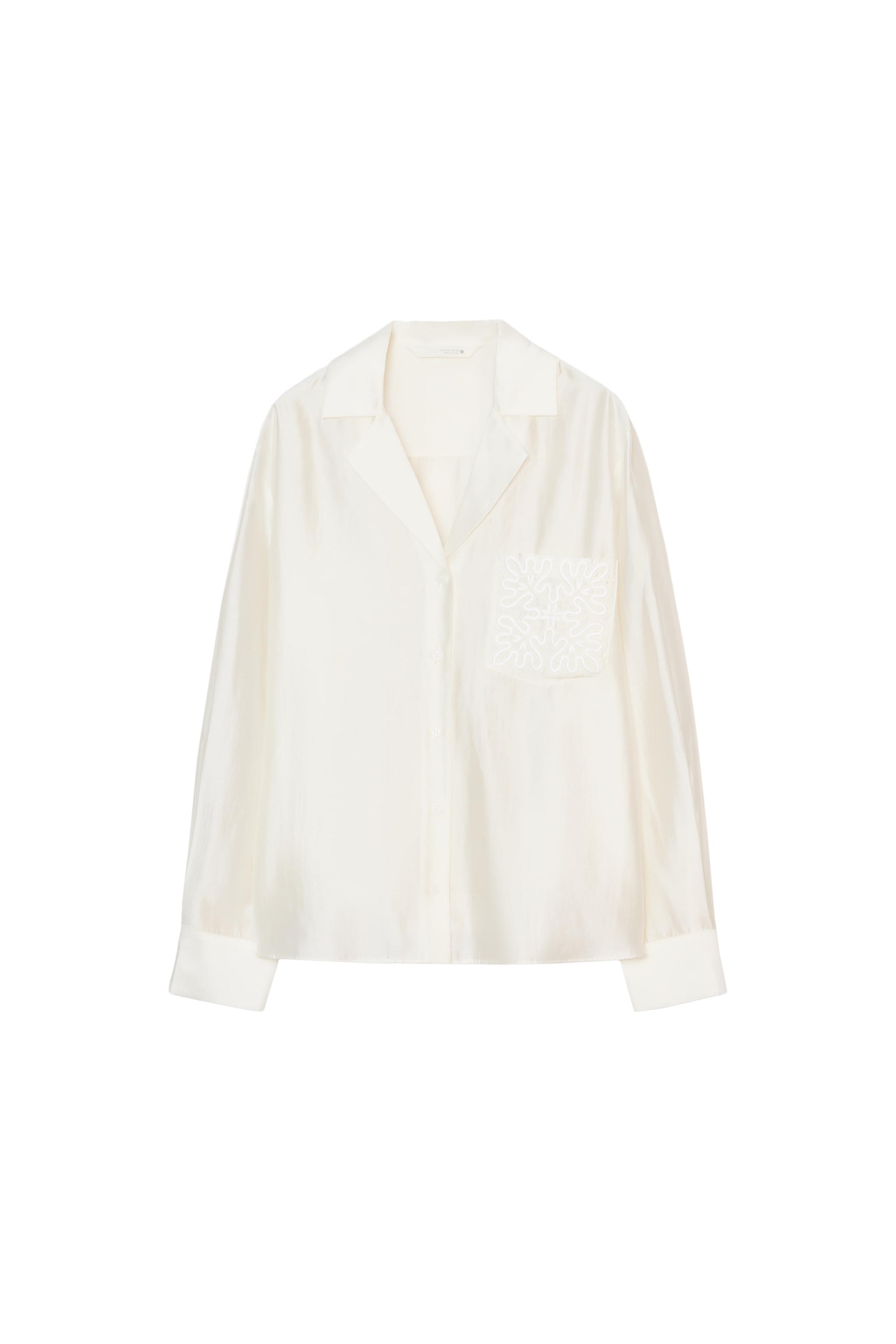 トップス t.m.k.a.p-0919 ZW COLLECTION EMBROIDERED POCKET SHIRT - Oyster-white | ZARA South