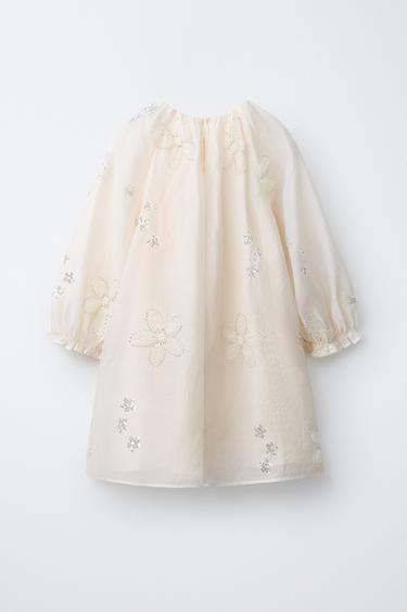 BEADED FLORAL DRESS - Ecru by Zara - Image 1