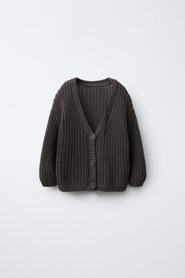 CHUNKY KNIT CARDIGAN - Grey by Zara