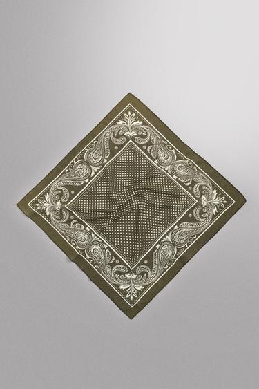 Zara GEOMETRIC PRINT BANDANA - Green