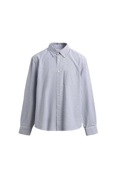 Zara TEXTURED OXFORD SHIRT - Blue / White
