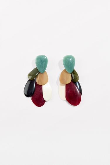 Zara RESIN PIECE EARRINGS - Multicolored