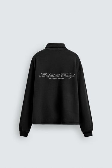 QUARTER-ZIP PRINTED SWEATSHIRT - Black by Zara