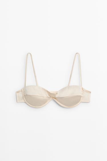 Zara Bandeau top with underwire and seam detail - Ecru