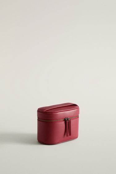 MINI RIGID LEATHER MAKEUP BAG — Red 2