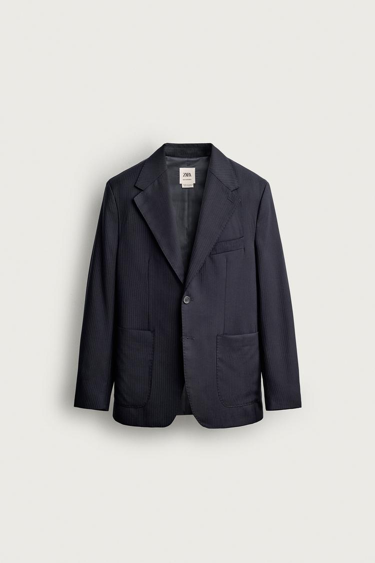 STRIPED 100% WOOL BLAZER