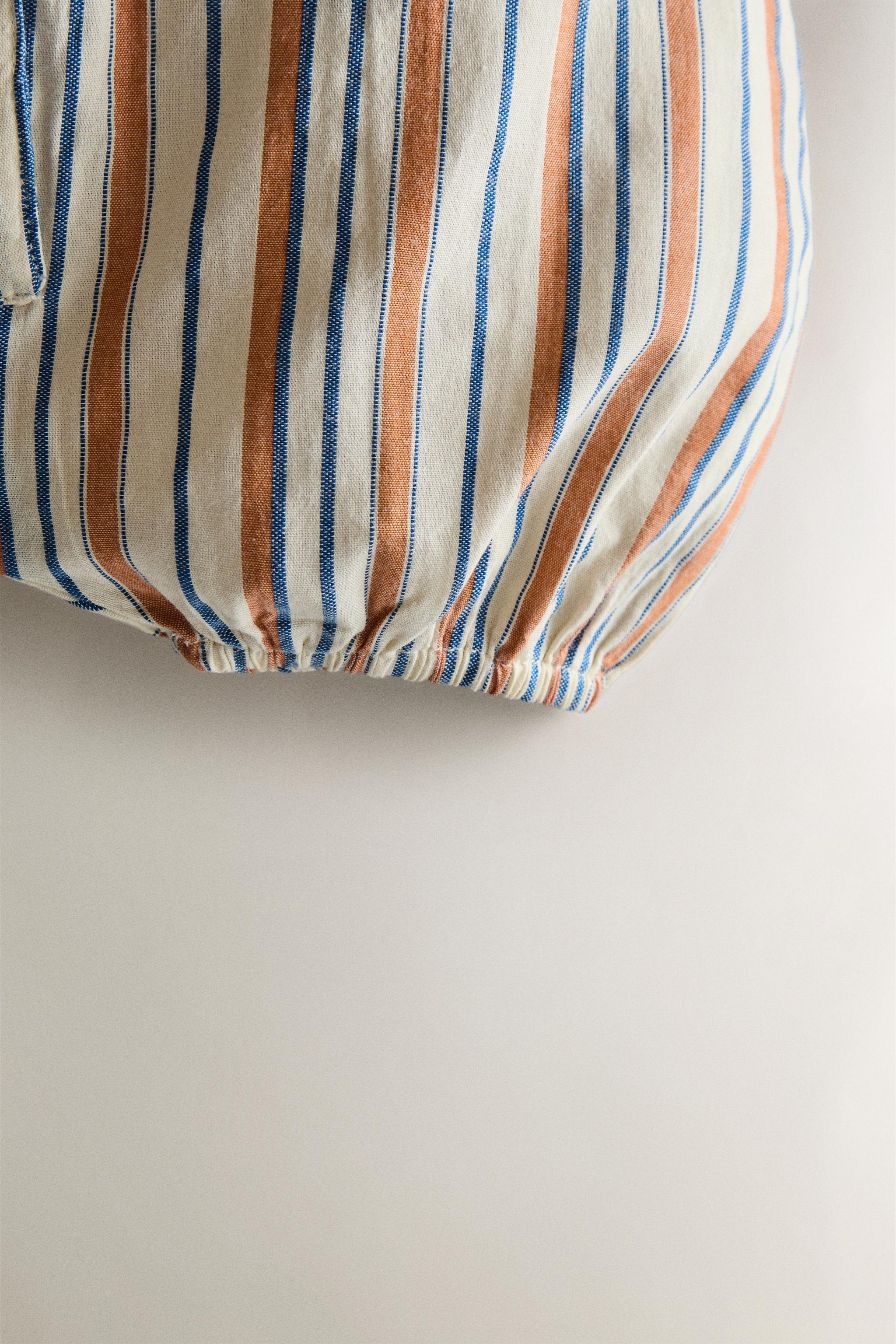 BABY STRIPED FOOTED ROMPER