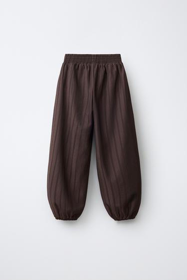 TEXTURED BLOOMER PANTS — Brown 2