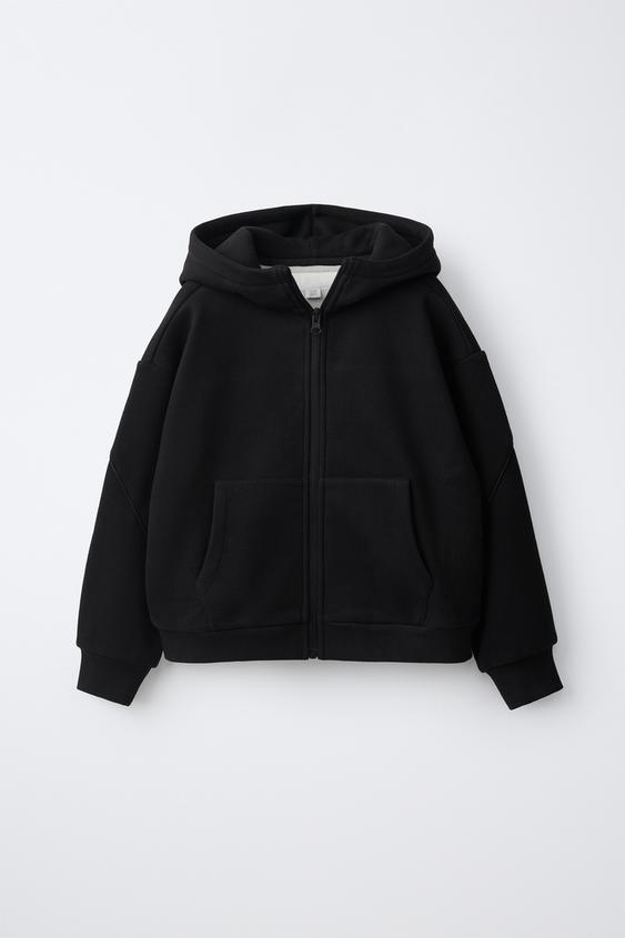 FLEECE-SWEATJACKE MIT REISSVERSCHLUSS - Schwarz von Zara - Bild 0