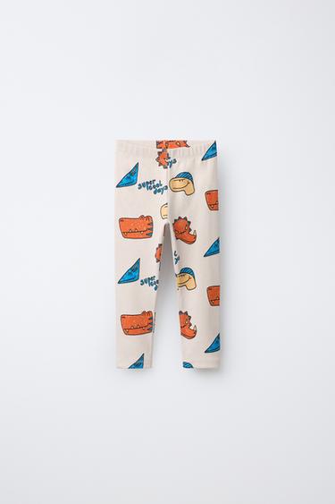 ANIMAL PRINT RIBBED LEGGINGS - Ecru by Zara