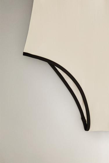 MAILLOT DE BAIN PLAGE BRETELLES CONTRASTANTES - Écru de Zara - Image 3