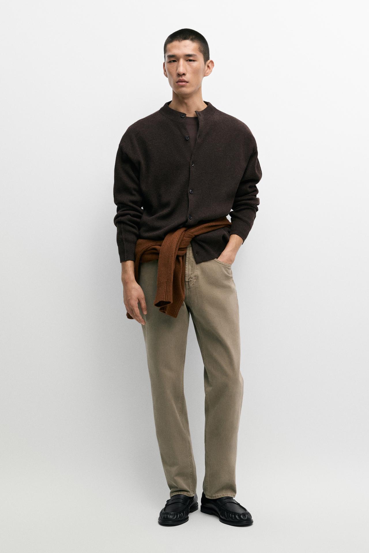 Tapered-fit denim-effect pants — taupe brown