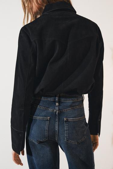 ZW COLLECTION SUEDE LEATHER SHIRT - Black by Zara - Image 2