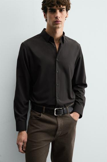 CHEMISE COUPE SLIM - Marron de Zara - Image 4