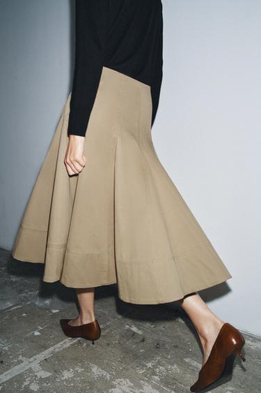 Zara TRENCH MIDI SKIRT ZW COLLECTION - Light whiskey