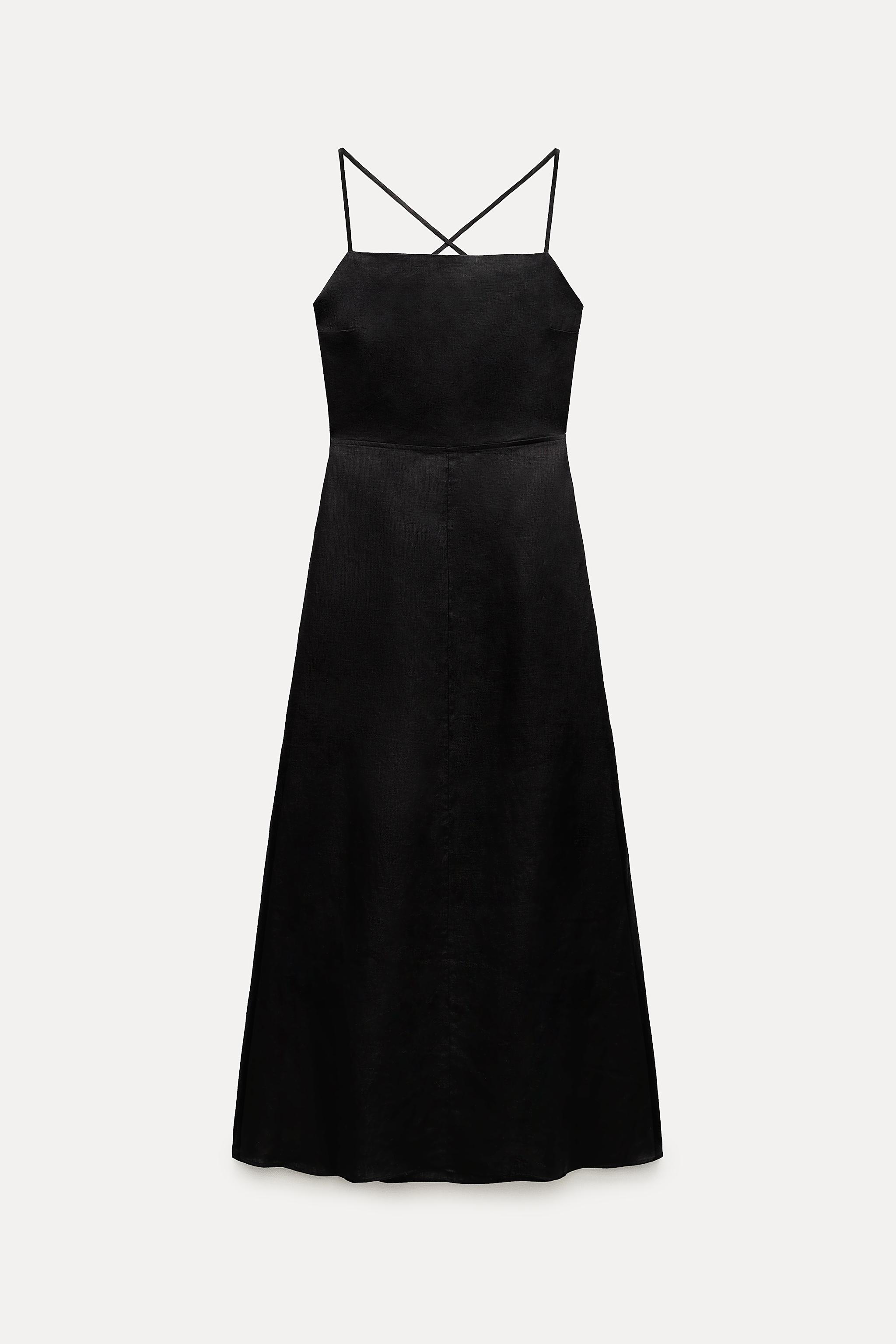Loose dress in 100% linen, Black dress, McVERDI