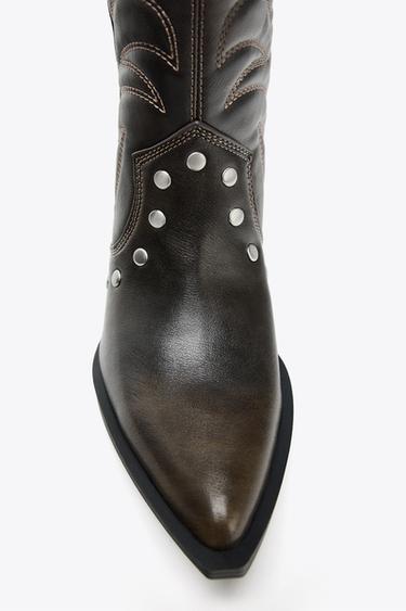 BOTTES COW-BOY À CLOUS - Marron de Zara - Image 5