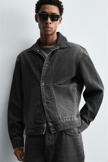 DENIM OVERSHIRT - Charcoal by Zara - Image 4