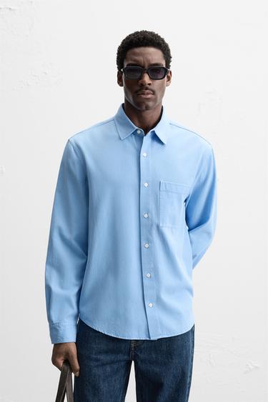 LYOCELL - COTTON SHIRT - Blue by Zara
