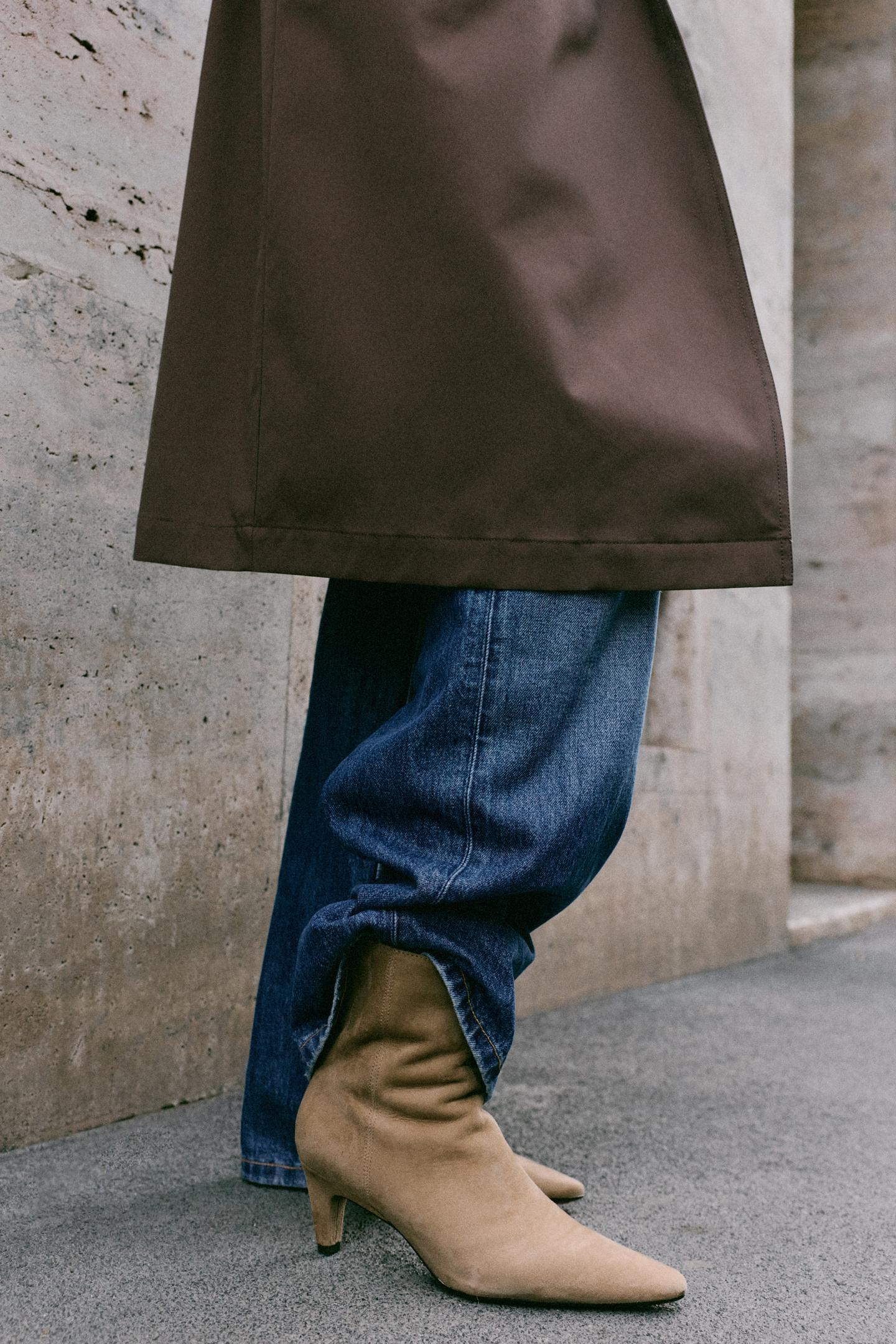 Женские ботинки Zara Suede Heeled Ankle, цвет: Серо-коричневый серый — фото 2