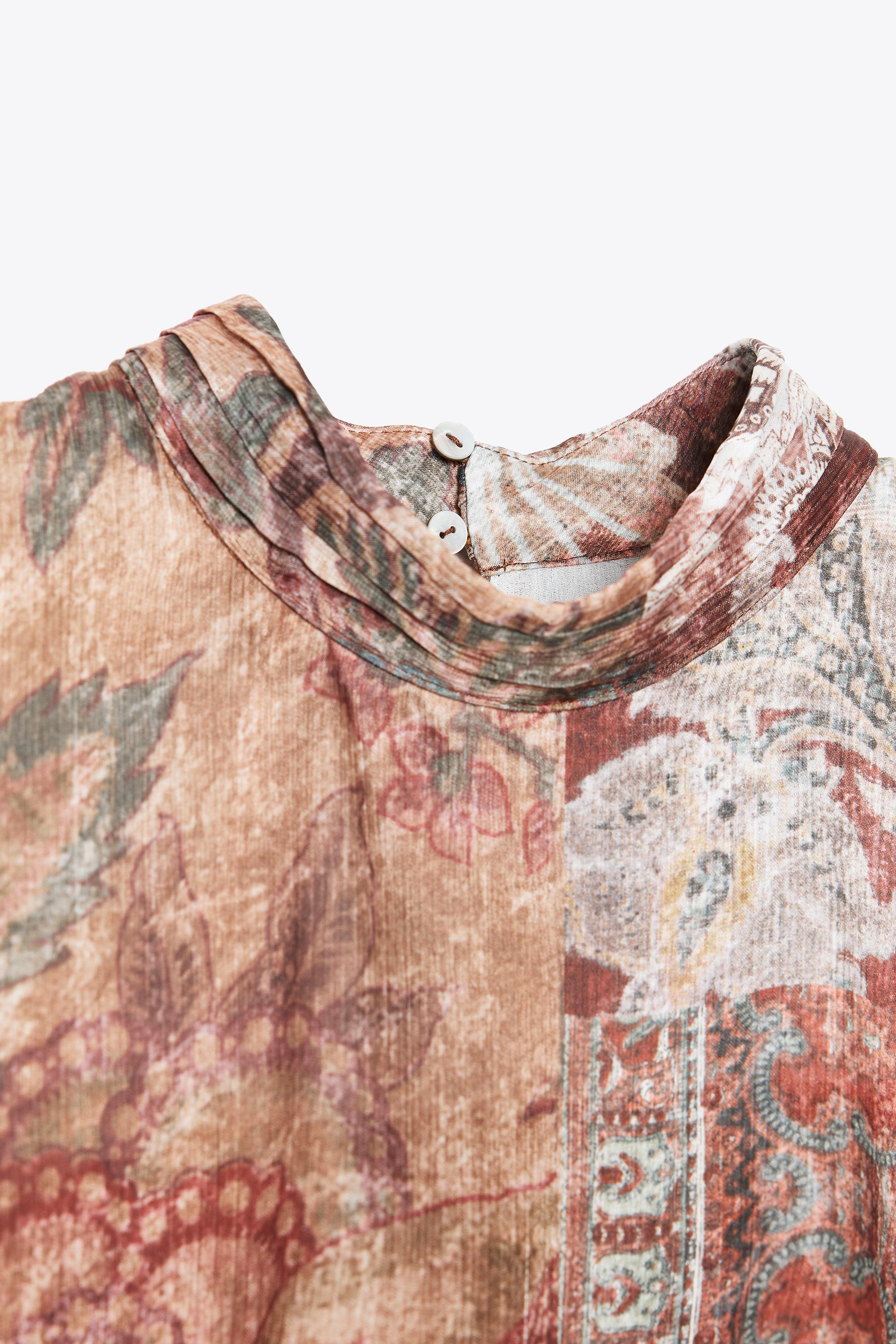 フリル付きプリント柄ミニワンピース - マルチカラ― | ZARA フリル付きプリント柄ミニワンピース - マルチカラ― | ZARA