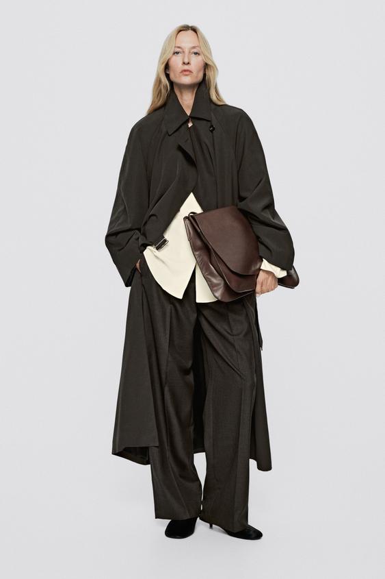 Trench fluido detalle solapa - LIMITED EDITION - Marrón oscuro de Zara - Imagen 0