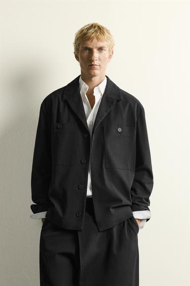 SURCHEMISE RELAXED FIT À POCHES - Noir de Zara
