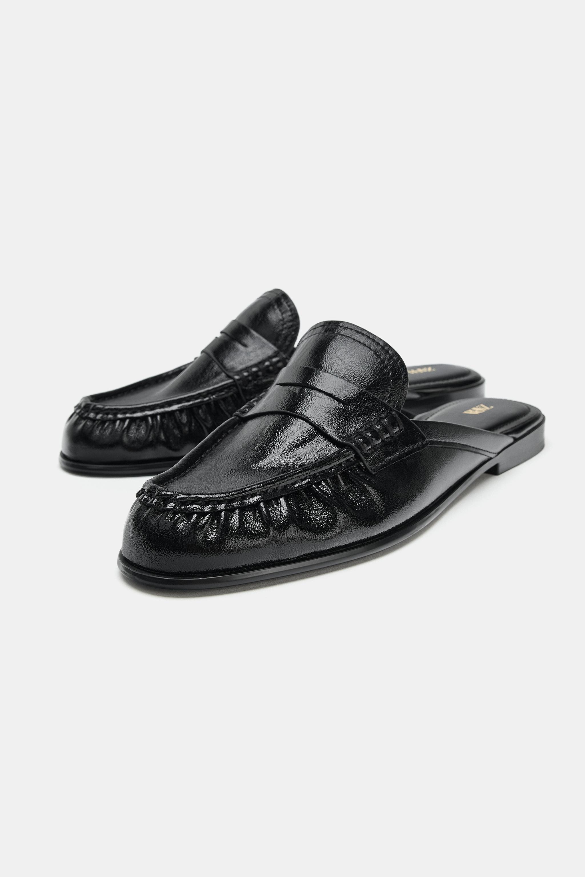 GATHERED OPEN BACK LOAFERS