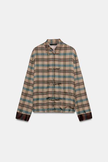 ZW COLLECTION CHECKED SHIRT WITH FROG FASTENING - Reds by Zara