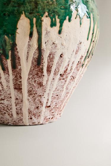 VASE CÉRAMIQUE VIEILLI - Vert / Écru de Zara - Image 3
