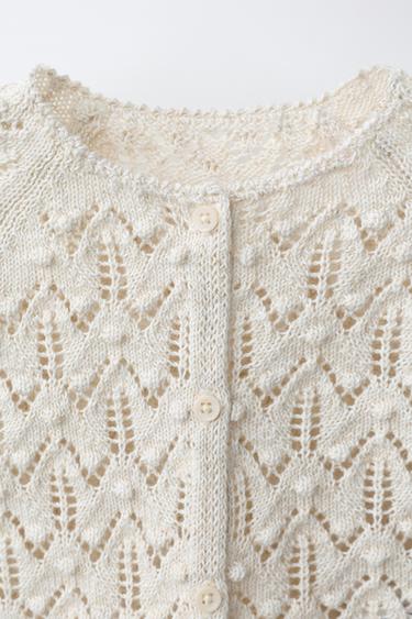 GILET EN MAILLE AVEC LIN - Beige clair de Zara - Image 2