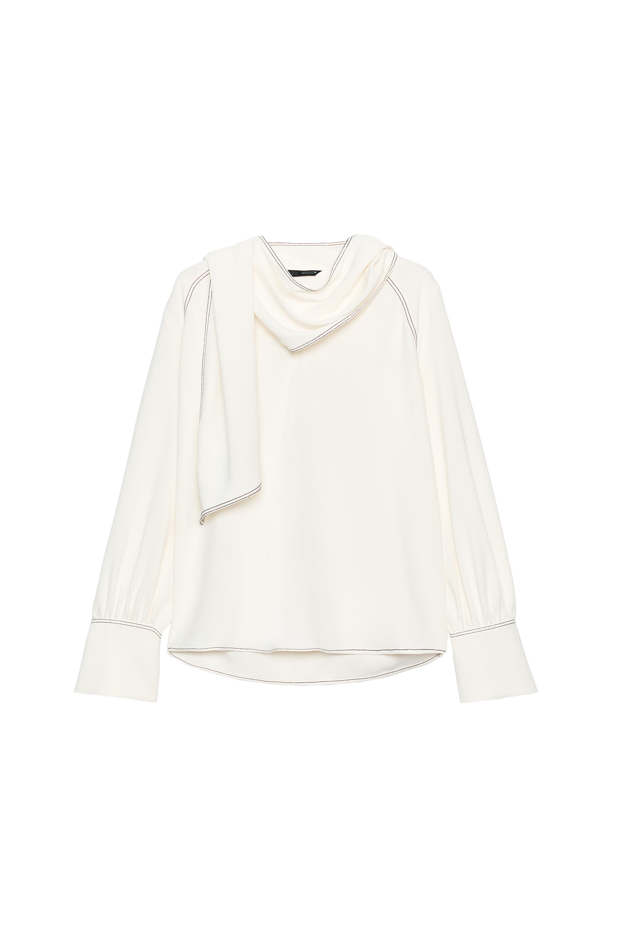 BLUSA PAÑUELO PESPUNTES CONTRASTE