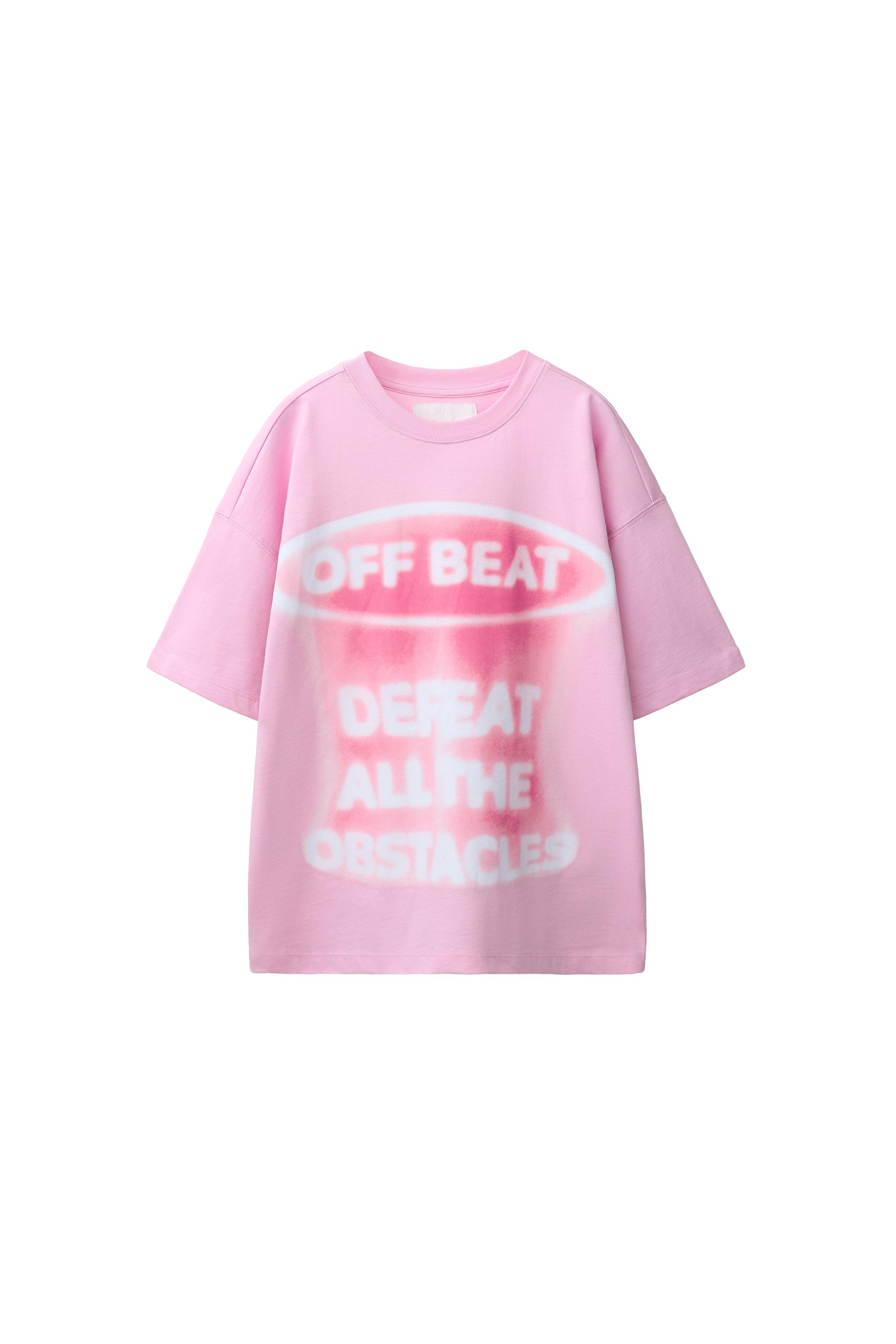 スプレープリントTシャツ - ピンク | ZARA Japan / 日本