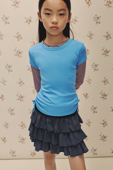 T-SHIRT WITH MODAL CUT-OUT BOWS - Blue by Zara