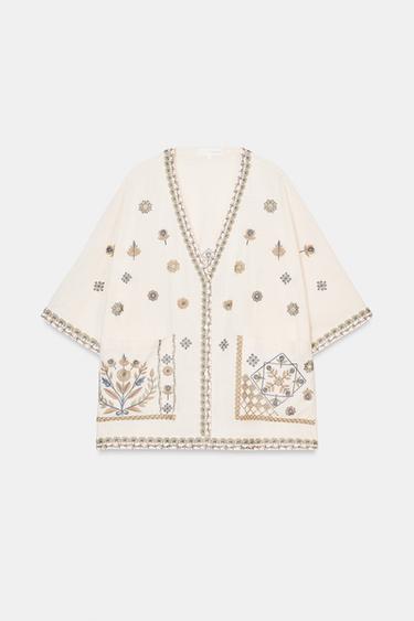 ZW COLLECTION EMBROIDERED BLOUSE - Ecru by Zara - Image 0